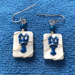 Blue lobster earrings